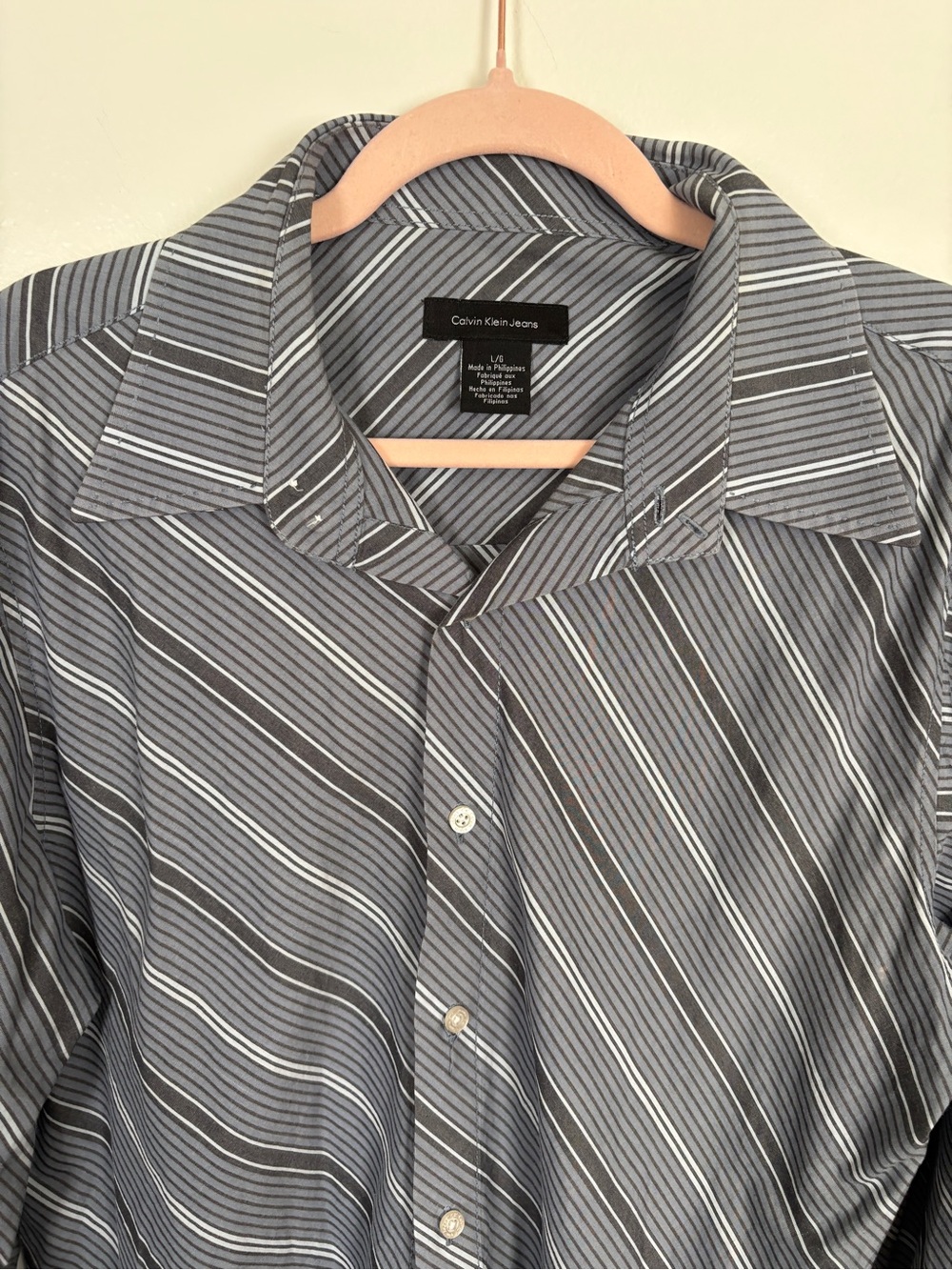 VTG Y2K Men’s Calvin Klein Jeans Funky Striped Dress Shirt